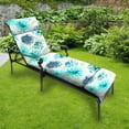 thumbnail image 3 of Jordan Manufacturing 74" x 22" Gardenia Seaglass Blue Floral Rectangular Outdoor Chaise Lounge Cushion with Ties and Hanger Loop, 3 of 14