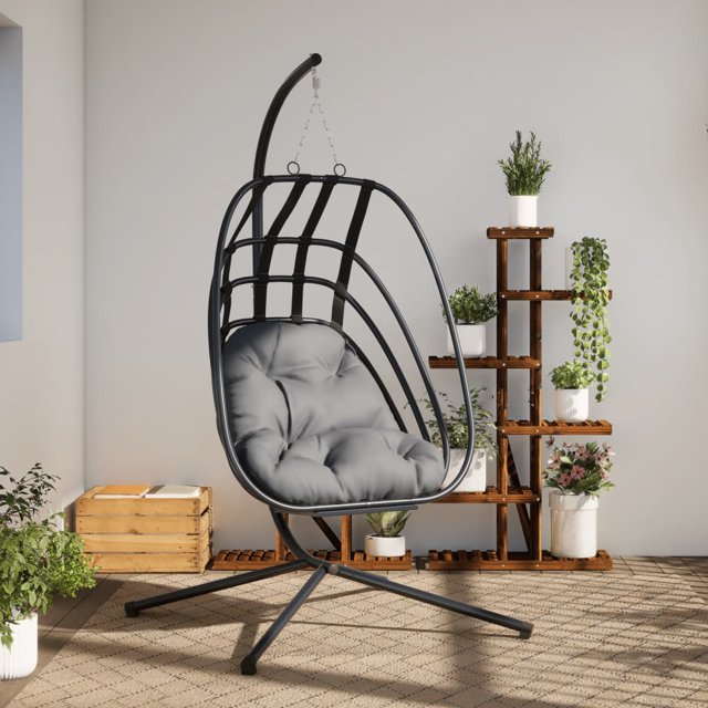 vidaXL Chaise Suspendue en Forme d'Œuf avec Support Acier Anthracite
