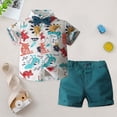 thumbnail image 2 of newwalpole Toddler Baby Boy Summer Clothes Short Sleeve Button Down Shirt Shorts Set Gentlemen Casual Outfits 1-6 Years White for Size 3-4 Years, 2 of 7