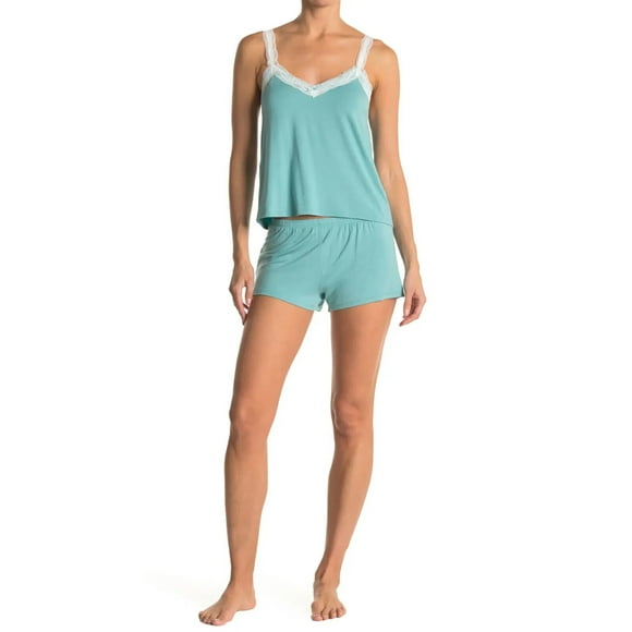 Cozy Rozy Camisole Col en V & Shorts 2 Pcs Pyjama Vert Taille TG