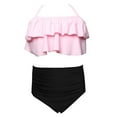 thumbnail image 3 of Glisme Girls Swimsuits High Elasticity Swimwear Nylon Two Piece Bathing Suit For Kids Youth Pool Beach Ocean Water Outfit Size 3-4 Years Pink, 3 of 5