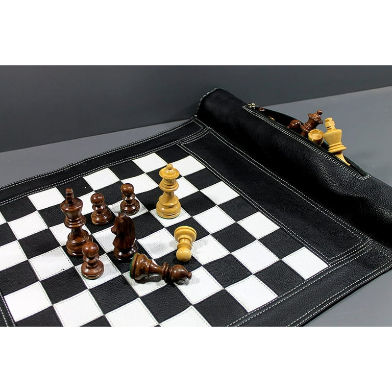  WIGANO 19X15 Genuine Leather Chess Set (Chess Size-12X12) -  with 3 King Size Chess Pieces & Roll-Up Chess Bag Leather Chess Board  (Brown Suede) : Toys & Games