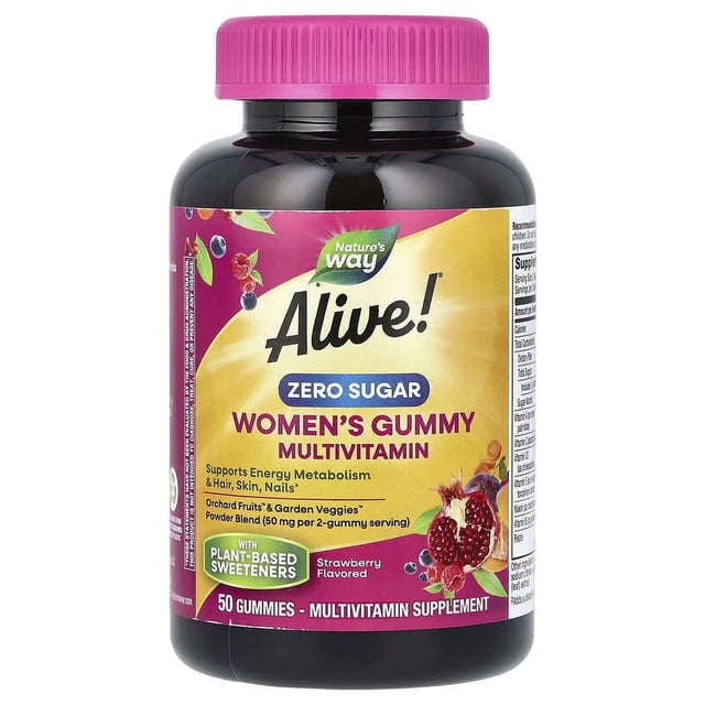 Nature's Way | Multivitamina gomosa para mujer, sin azúcar, fresa, 50 gomitas, Suplemento para el apoyo de la función inmune