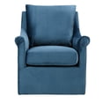 thumbnail image 2 of Living Room 360 Degree Swivel Chair, Blue Velvet Fabric, Solid Wood Construction, High Foam Padding, Curved Arm Design, No Assembly Needed 360-degree Rotating Accent Chair For Room, Upholstered With, 2 of 5