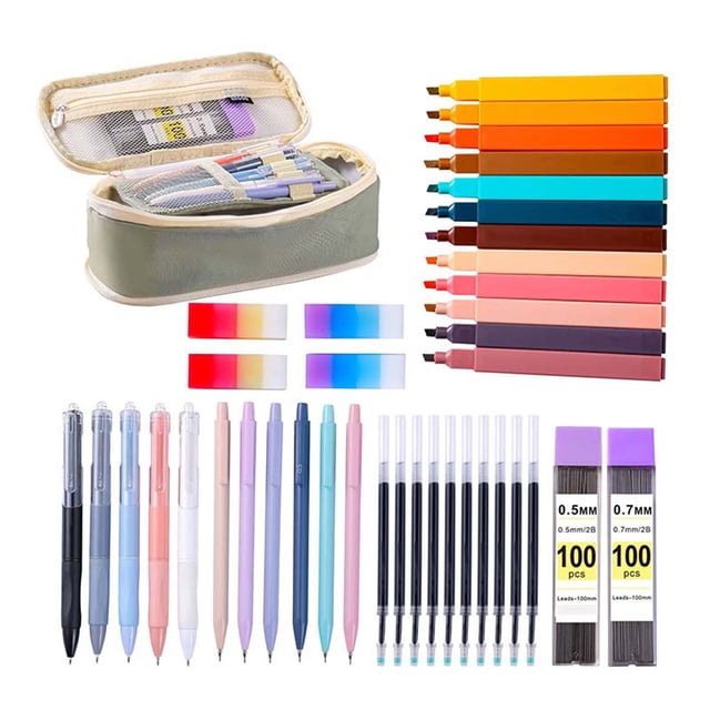 fheaev Full Set Of Large Capacity Handheld Fluorescent Pen Student Drawing Pen Stationery Pen Bag Combination Set 30ml