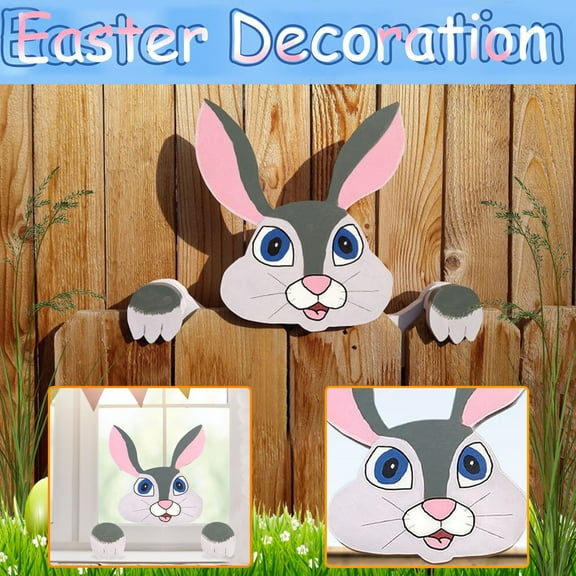 Easter Bunny Fence Garden Decoration, Cute Easter Decorations & Easter Bunny Decor, Miniature Picket Fence for Yard, Charming Spring Holiday Outdoor Landscape Happy Easter Decor