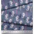 thumbnail image 3 of Soimoi Poly Crepe Fabric Jellyfish & Seahorse Ocean Printed Fabric 1 Yard 52 Inch Wide, 3 of 3