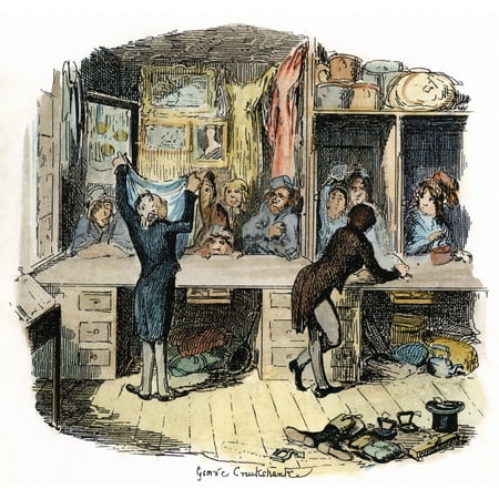 Dickens Sketches 1837 NThe PawnbrokerS Shop Etching By George Cruikshank For Charles DickensSketches By Boz 1836-1837 Rolled Canvas Art -  (24 x (Best Etch A Sketch Art)
