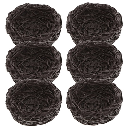 LITINKIMI 6Pcs Resin Bird Nest Ornament Black Miniature Birds Nest for Home and Garden Decoration 1.4X1.4in