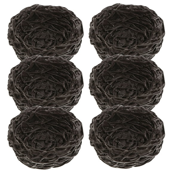 LITINKIMI 6Pcs Resin Bird Nest Ornament Black Miniature Birds Nest for Home and Garden Decoration 1.4X1.4in