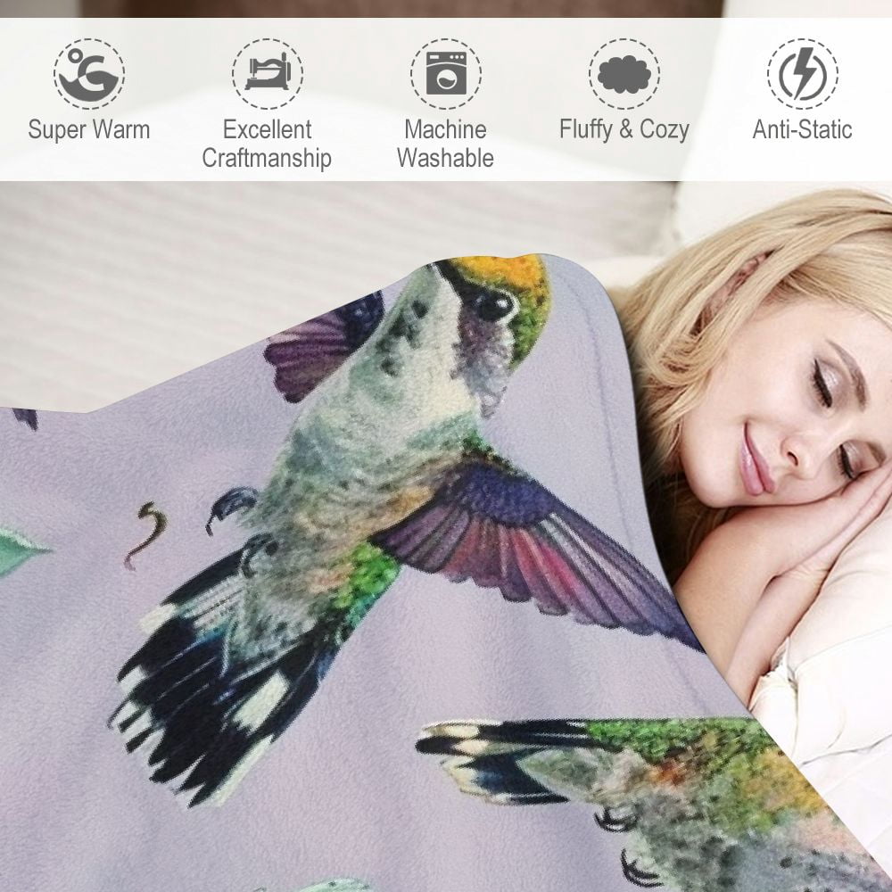 PRATYUS Hummingbird Throw Blanket is Super Soft and Warm,The Lightweight Flannel Blanket is for All-Season Use,A Great Choice for Gifts for Kids 50x60in