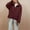 Wine, variant on Deal for Days Holiday Decor Ofreoo Fashion Women's Casual Comfortable Long SleeveTurndow Neck Button Pocket Blouse Top Coat Jacket Outwear Womens Winter Coats