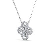 Cate & Chloe Marie 18k White Gold Plated Clover Flower Pendant Necklace with Swarovski Crystals