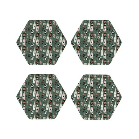 

Vsdgher Halloween Potions Leather Coasters for Drinks Durable Drink Coasters 4 Set for Tabletop Protection Luxurious Home Décor and Housewarming Gift-Hexagon
