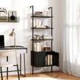 thumbnail image 4 of Gymax 2PCS 72.5'' Tall Bookshelf 5 Tier Wall Mount Ladder Bookcase w/ Cabinet Black, 4 of 10