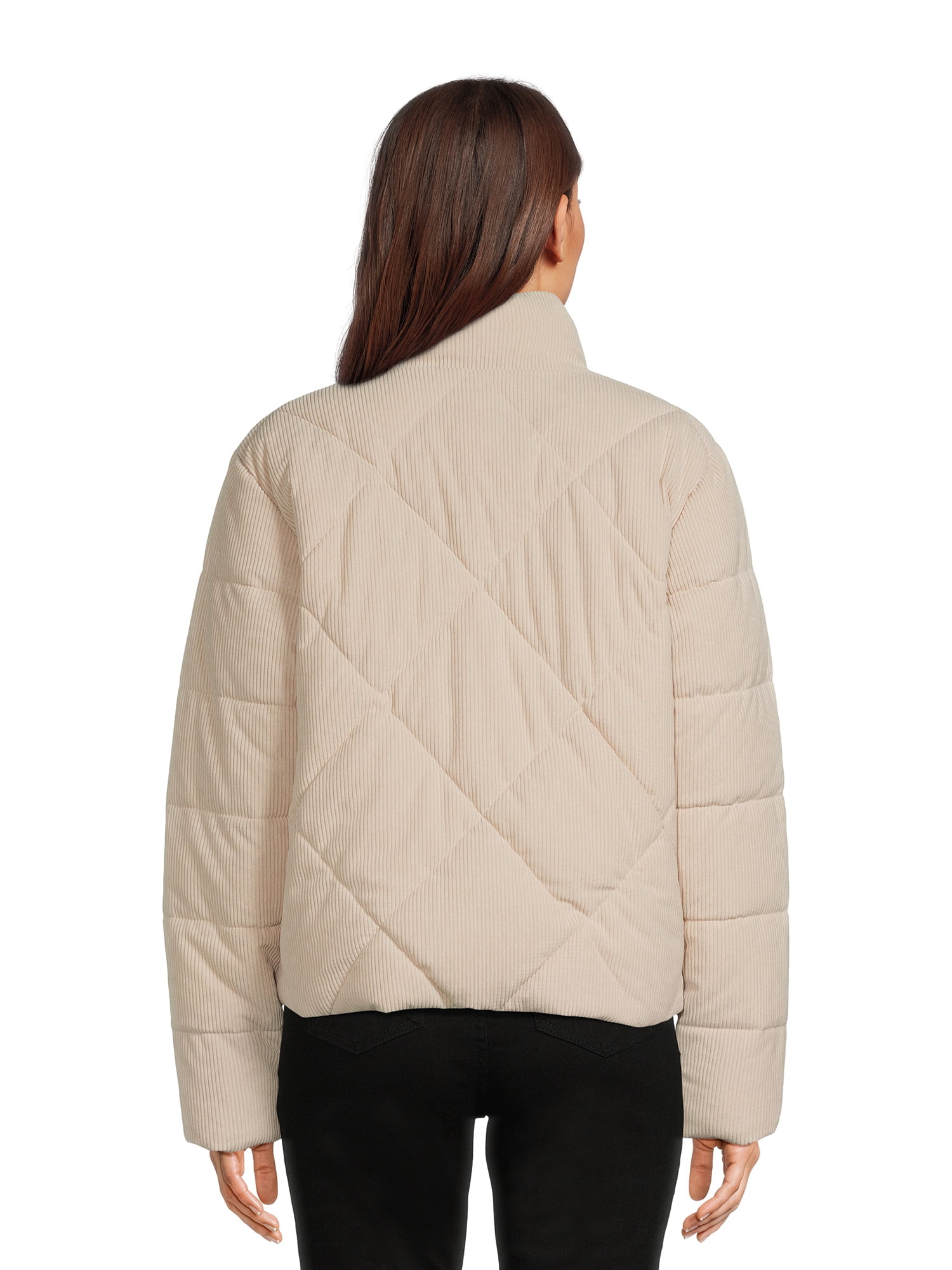 Time and Tru Women's Short Corduroy Puffer Jacket, Sizes XS-3X