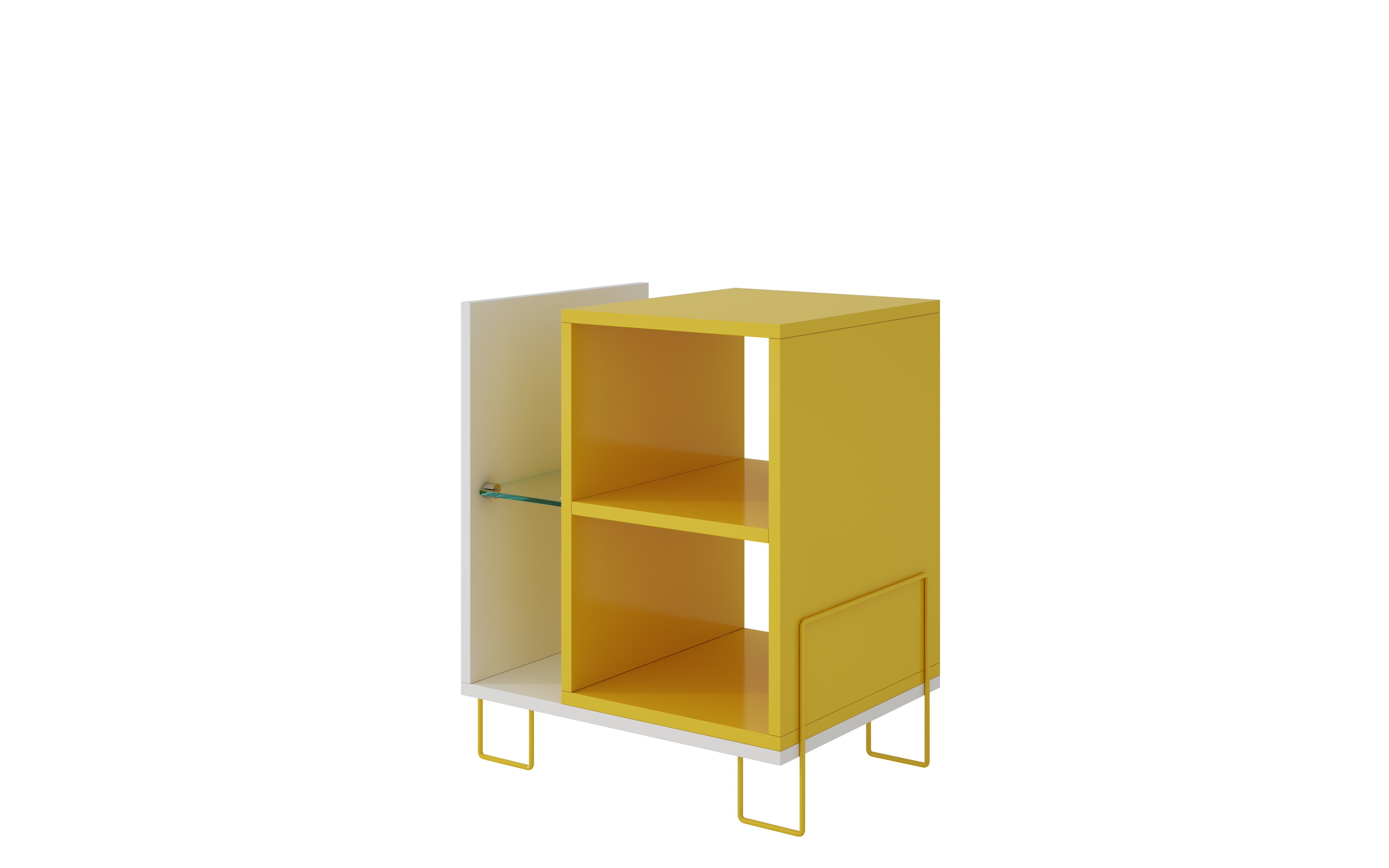 White And Yellow Bookcase with 4 Shelves