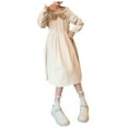 thumbnail image 4 of Gubotare Girls Dresses Long Sleeve Toddler Girls Casual Dress Cute and Matching Clothes for Girls(Beige,120), 4 of 8