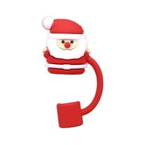 geerera Silicone Christmas Straw Cover, Reusable Straw Sleeve, 0.4 Inch Diameter Straw Cover, for Holiday Parties, Home Use, Water Bottle Protection