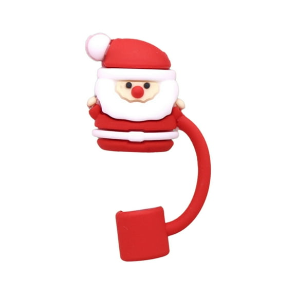 JoyMoreHome Christmas Straw Cover Cap for Water Bottle Cup 0.4Inch Diameter,10mm Reusable Cute Drinking Straw Topper Accessories, Portable Protector Plugs Decorations Gifts Party Supplies