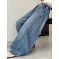 thumbnail image 5 of TGPMGRZ Tween Girls Baggy Jeans Elastic Waist Wide Leg Baggy Pants High Waist Y2k Stretchy Denim Pants Blue 9-10 Years, 5 of 7