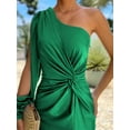thumbnail image 4 of Women'S One Shoulder Long Sleeve High Split Cocktail Wedding Party Maxi Dress Fruit Green XL, 4 of 8
