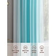 thumbnail image 6 of Sheer Curtains 96 Inches Long 2 Panels, Watercolor Ocean Turquoise Line Rod Pocket Curtain Voile Draperies, Modern Geometrical Stripe Art Light Filtering Window Treatment for Living Room, 6 of 8