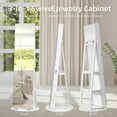 thumbnail image 3 of Hassch Full Length Mirror Jewelry Cabinet 360° Swivel, Standing Mirror With Jewelry Storage, Lockable Jewelry Organizer with LED Lights (White), 3 of 9