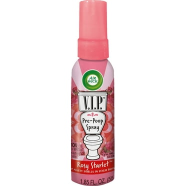 Air Wick V.I.P. Pre-Poop Toilet Spray, 1.85 oz (Travel Size), Rosy Starlet Scent, up to 100 Uses, Contains Essential Oils