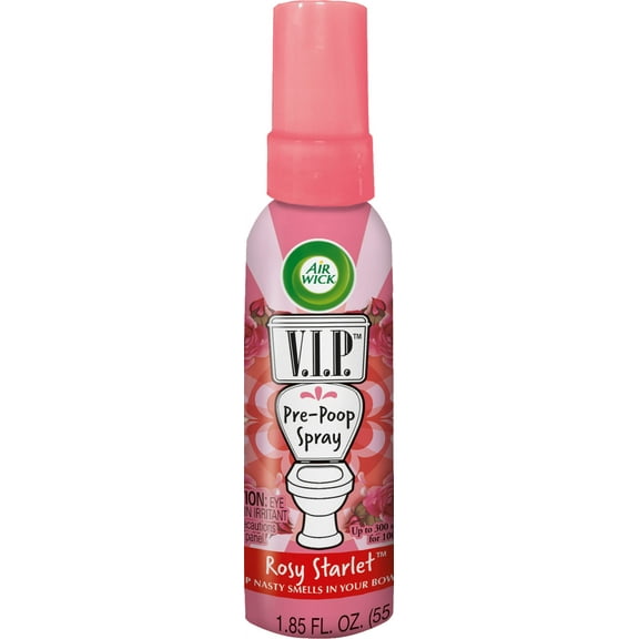 Air Wick V.I.P. Pre-Poop Toilet Spray, 1.85 oz (Travel Size), Rosy Starlet Scent, up to 100 Uses, Contains Essential Oils