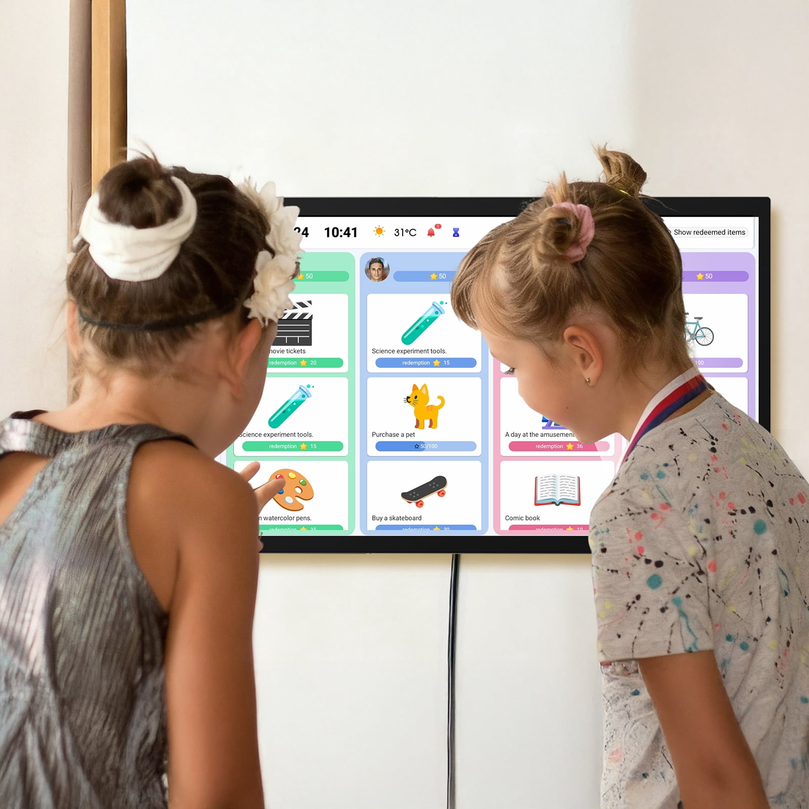 fukursul 30 inch Wall Planner Digital Calendar & Chore Chart,Smart Touchscreen Interactive Display for Family Schedules, Digital Photo Frame Share Moments from Anywhere