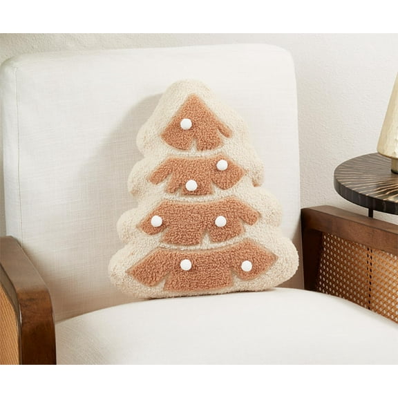 Fennco Styles Christmas Tree Decorative Throw Pillow 13" W x 15" L - Natural Plush Pillow for Winter Holiday, Couch, Bedroom, Living Room and Office Décor