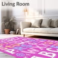 thumbnail image 2 of ODIKA 5'x7' Machine Washable Non-Slip Area Rug, Joyful Character Study Fuzzy Intellectual Growth Preschool Sanctuary High Traffic Rug, Pink, 687446, 2 of 7