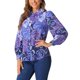 thumbnail image 4 of CAMISA DE MUJER CON ESTAMPADO FLORAL INSPIRE CHIC, CON BOTONES Y MANGAS LARGAS, BLUSA DE MODA CASUAL, TAMAÑO XS, COLOR PÚRPURA, 4 of 6