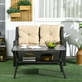 thumbnail image 2 of Outsunny Table Basse d'Extérieur en Rotin avec Étagère de Rangement à 2 Niveaux, Noir, 2 of 10
