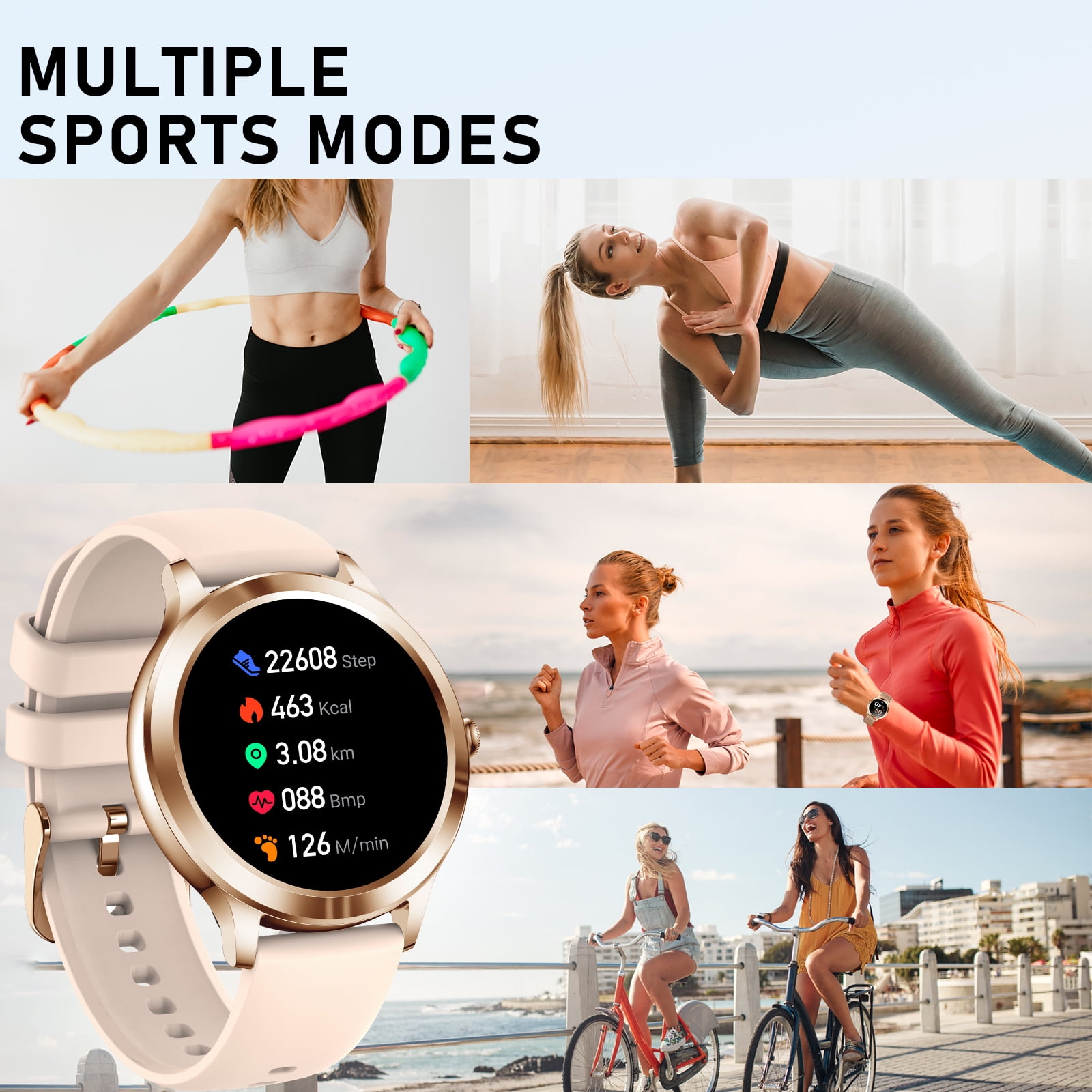 Cyberdyer Women's Smart Watch, 1.32" HD Screen, IP67 Waterproof, Fitness Tracker, Custom Watch Face, Compatible with iPhone & Android, Holiday Gift