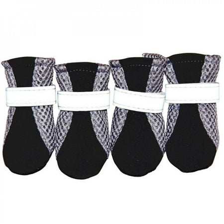 Breathable Dog Net Shoes Anti-slip Pet Boots Paw Protector with Reflective Straps