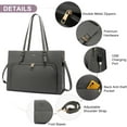 thumbnail image 5 of Lovevook Women's USB Port PU Leather 15.6" Laptop Tote, Gray, 5 of 7