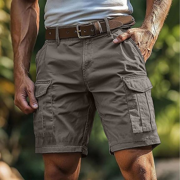 LiuXxxx Cargo Casual Quarter Pants Permeable Pocket Shorts Grey S