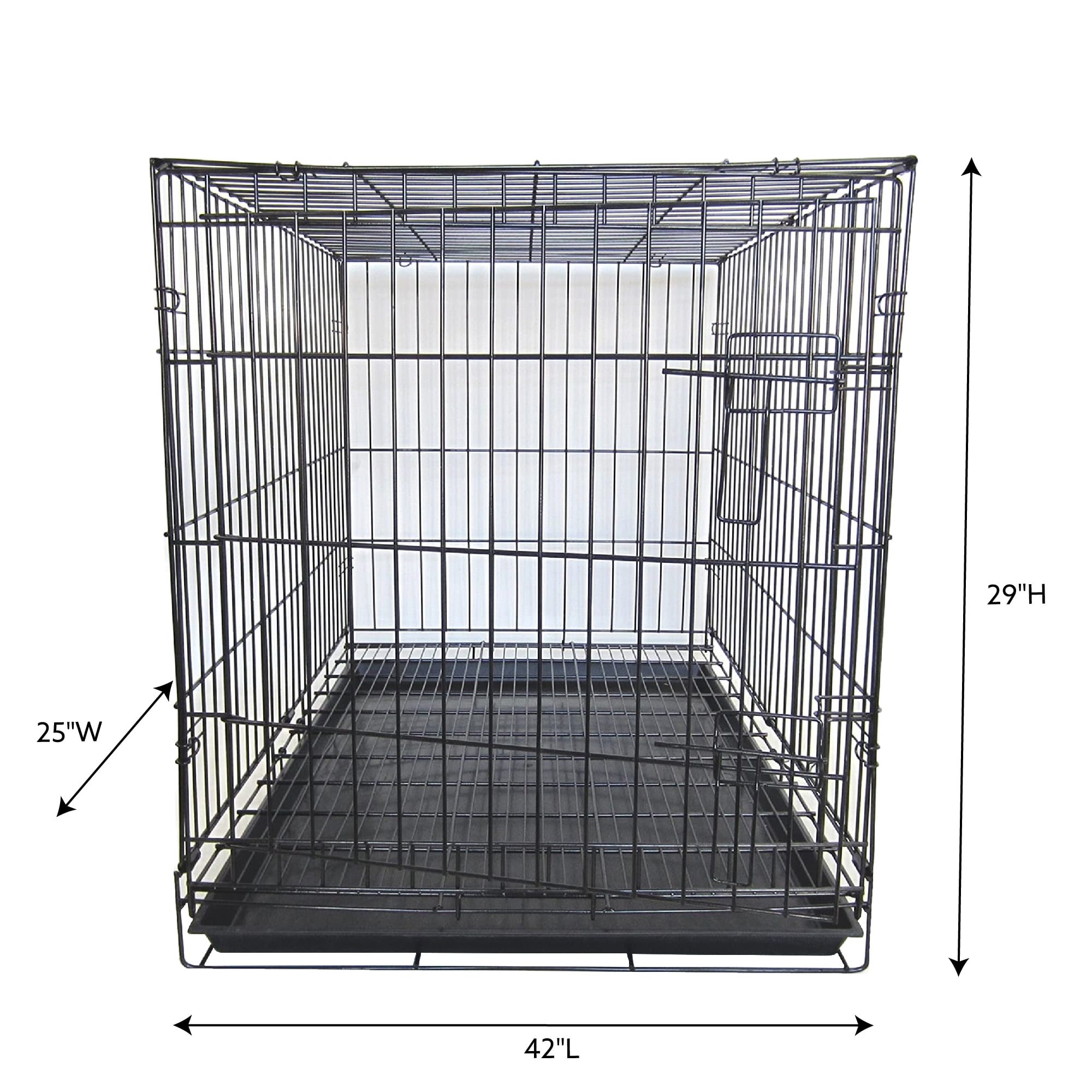 YML Group Foldable 42" Pet Crate for Dogs with Tray
