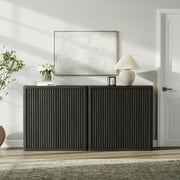 SICOTAS 103.8 Extra Long Black Sideboard Buffet Cabinet with Storage ,Modern Sideboard Buffet with Adjustable Shelf & Pop-up Door Large Coffee Bar Cabinet for Dining Room Living Room
