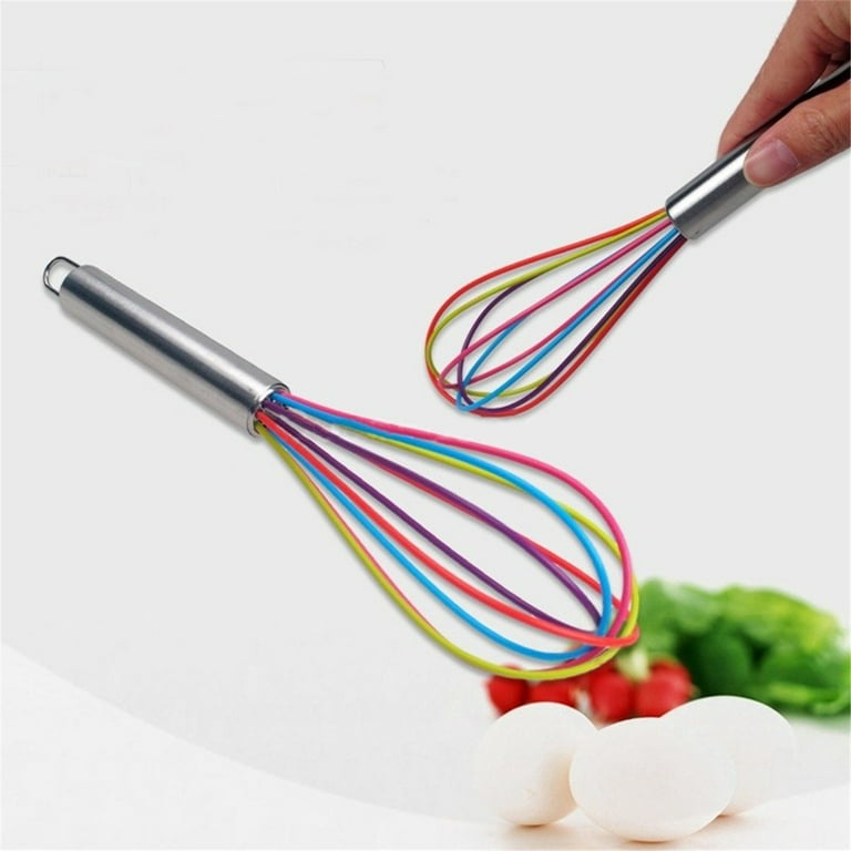 Hariumiu Kitchen 10 Inch Wooden Handle Silicone Whisk Reusable Labor-saving  Egg Beater for Whisking, Beating, Blending Ingredients, Mixing Sauces