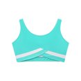 thumbnail image 4 of Hansber Kids Girls Sleeveless Dance Crop Top Sports Bra Athletic Ballet Gymnastics T-Shirt Activewear Blue Green 16, 4 of 6