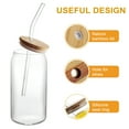 thumbnail image 5 of 4 PCS Glass Cups with Bamboo Lids and Glass Straw Set, 16 OZ Can Shaped Glass Cups for Beer, Ice Coffee, Cute Tumbler Cup Great for Soda Boba Tea Cocktail Include 2 Cleaning Brushes, 1 Set, 5 of 7