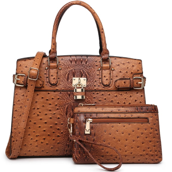 Top Handle Tote Handbags Work Shoulder Bags with Matching Wristlet Wallet for Women