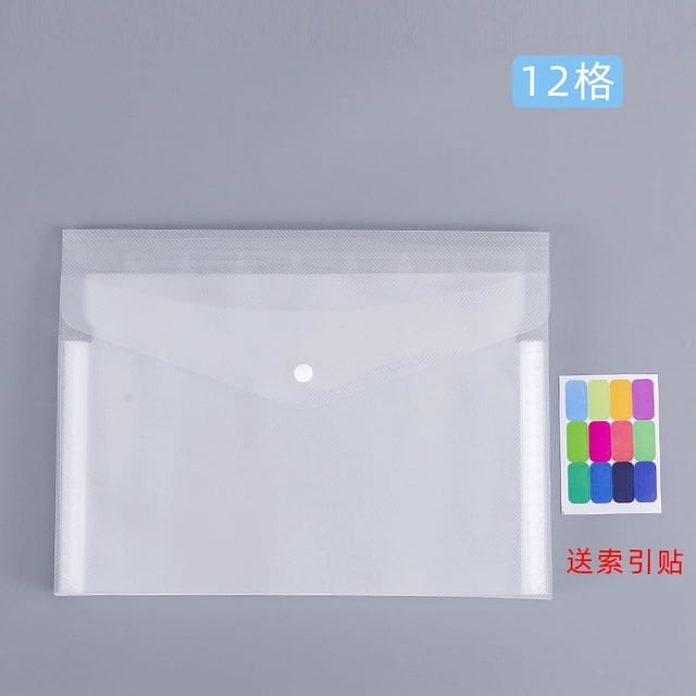 Zhuge Paquete de 2 carpetas transparentes para documentos con 12 bolsillos,sobres para archivos con bolsillo para etiquetas y botón a presión para el trabajo en casa,A4, color blanco