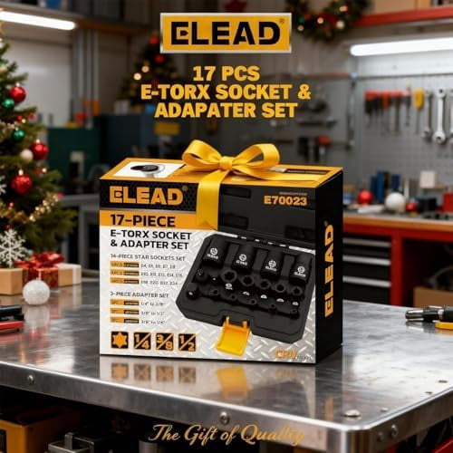17-Piece Inverted E-Torx Socket Set - Premium Impact Cr-V Steel E4 - E24 Star Female Sockets for Impact Wrench 1/2 3/8 1/4 Drive Precision Torque Kit with Storage Case$$Tools & Hardware Other