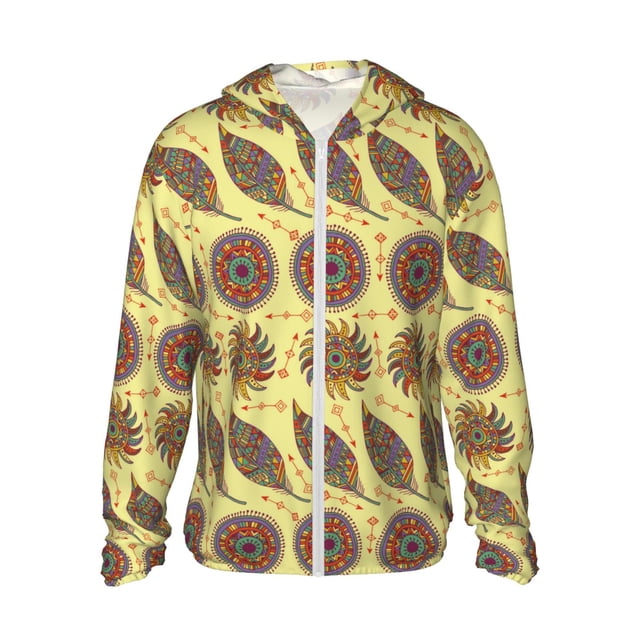 Fotbe Bohemia Chaqueta con Protección Solar UPF 50+ para Hombre y Mujer, Camisa con Capucha y Bolsillos-X-Large