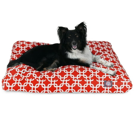 UPC: 0788995500292 | Majestic Pet | Links Rectangle Pet Bed For Dogs  Removable Cover  Red  Medium