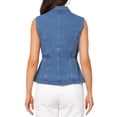 thumbnail image 3 of INSPIRE CHIC Women's Vest Denim Button Down Notched Lapel Collar Elastic Waist Jean Sleeveless Jackets XL Blue, 3 of 6